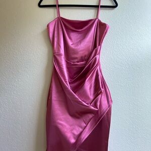 Mauve Silk satin ruched mini dress